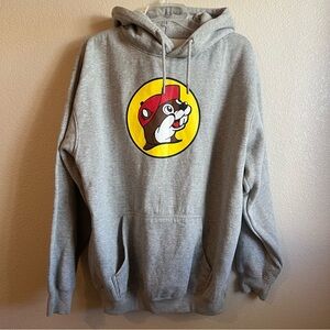 Buc-ee’s Logo Fleece Lined Pullover Hoodie Sweatshirt Gray Adult Unisex Large